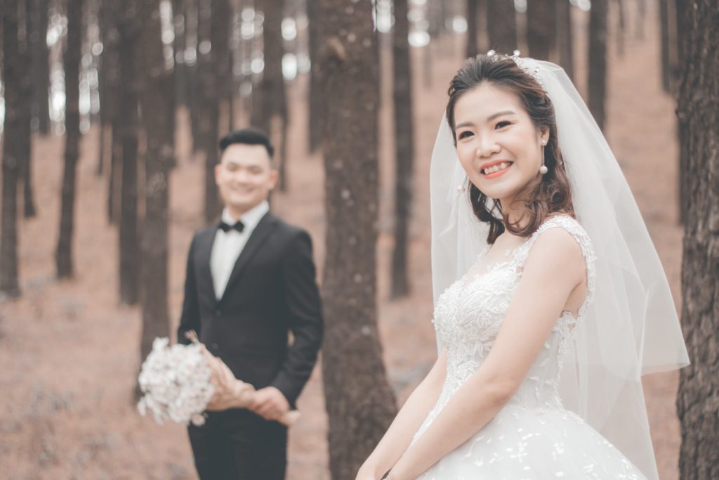 Wedding veils with store hair down